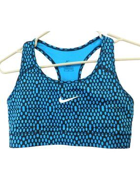 Nike Dri Fit Sports Bra Blue Polka Dot Racerback Athletic Gym Sz M